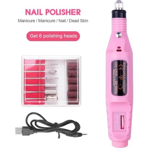 Professional Electric Nail Drill Machine Nail Files Pen Pedicure 6 Bits MillingUV LED Gel Polish Remover Nail Art Manicure Tool