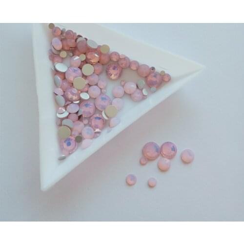 Pink Opal All Size crystal glass FlatBack Non Hot Fix Strass Sewing & Fabric Garment nail art Rhinestone Nail Art Stone