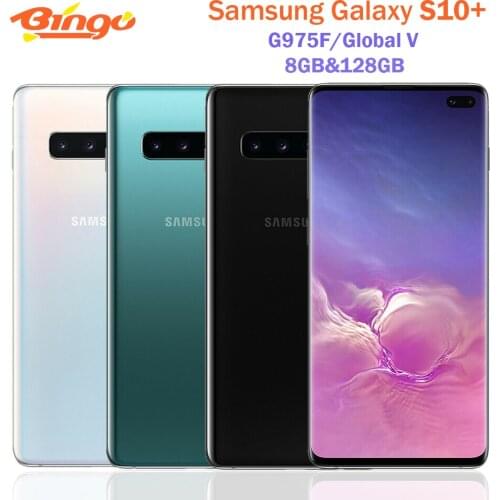 Samsung Galaxy S10+ S10 Plus G975F Global version Octa Core Unlocked Mobile Phone 6.4" 16MP&Dual 12MP 8GB&128GB ROM NFC