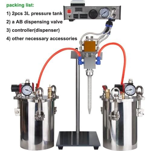 AB glue dispensing system 2pcs 3L glue dispensing pressure tank+a dispensing valve+a dispenser