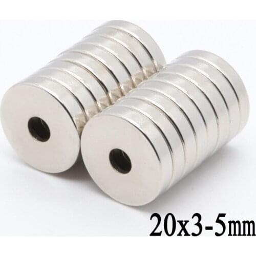 50pcs 20x3 mm hole 5 mm N35 super permanent round countersunk head ring magnet rare earth magnet strong magnetic