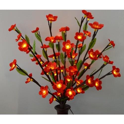 LED Cherry Blossom Branch Light with Green Leaf 20" 60 Leds Christmas branch light wedding table decoration branch twig light