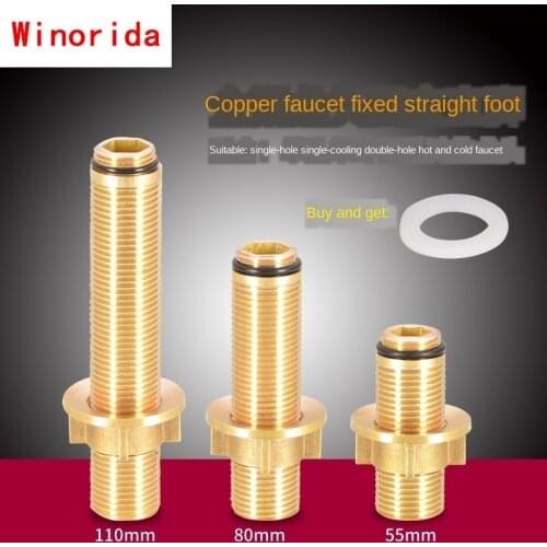 Faucet Lengthened All Copper Fixing Parts Double Hole Basin Cold and Hot Fastening Screws High Feet 1/2 IN Nut Accessories