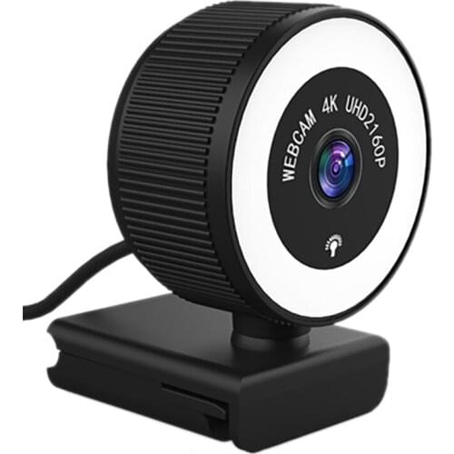 4K HD Webcam Built-in Digital Microphone 360360-Degree Rotation Free Adjustment Built-in Light for PC, Etc - 2160P