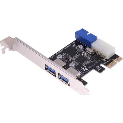 External 2 Port USB 3.0 PCI-E Expansion Card USB3.0 + Internal 19Pin Header PCIe Card 4Pin IDE Power Connector for Desktop PC