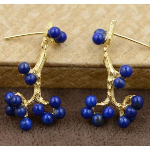 Lapis Lazuli Earrings S925 Pure Silver Inlay An Optimized Process Female Handmade Tassels Drop Earrings For Women
