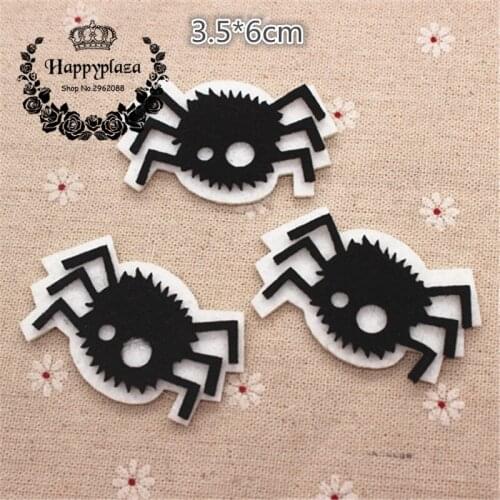10pcs Kawaii Handmade Non-woven Fabric Halloween Spider Applique Patches Felt Accessories DIY Craft Scrapbooking,35*60mm