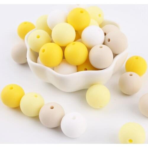 Bite Bites 10pcs 12mm Silicone Yellow Series Bead Food Grade Teething Baby Accessories Silicone Nursing Beads Baby Teether
