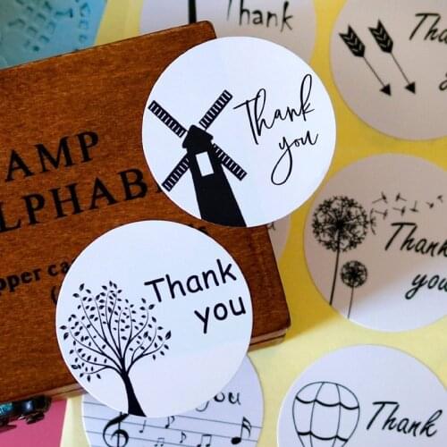 1200pcs Round Black White Music Sealing Sticker Hot Air Balloon Dandelion Birdcage Cute Food Packaging Label Wholesale New