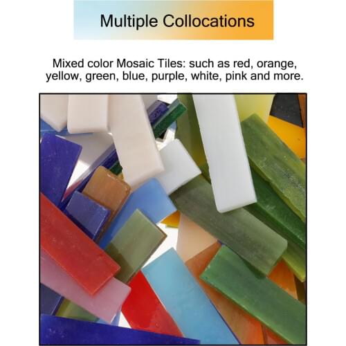 70pcs Rectangle Shape Mixed Color Glass Mosaic Tiles Tessera for Mosaic Making Crafts Supplies 10x40mm