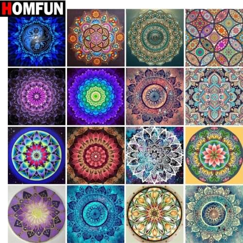 HOMFUN Full Diamond Embroidery "Mandala landscape" Diamond Painting Cross Stitch Patterns Rhinestone Unfinished Home Decor