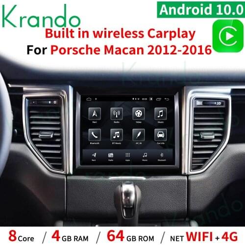 Krando Android 10.0 4G 64G 8.4'' Tesla Vertical Screen Car Radio Multimedia Audio Player For Porsche Macan 2012-2016 GPS Carplay