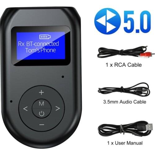 BT11 LCD Display Bluetooth 5.0 EDR Audio Transmitter Receiver 3.5mm Jack AUX USB Wireless Adapter BT-11 For Car PC TV Headphones