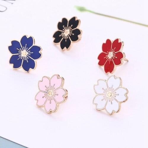 Pins Badge Japanese Style Jewelry Gift for Girls Tiny Colorful Sweet Cherry Blossoms Sakura Flower Brooch Pins Button