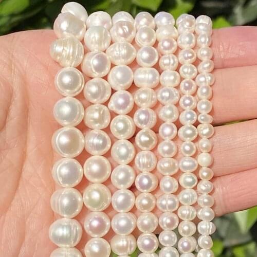 Natural Freshwater Pearls Beads High Quality Oval Round Shape Punch Loose Beads for Jewelry Making DIY Necklace Bracelet
