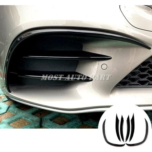 ABS plastic Black Front Bumper Spoiler Air Vent Cover Trim For Benz C Class W205 S205 2019-2021 6pcs