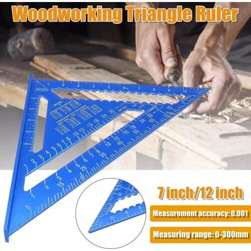 Woodworking Triangle Ruler Measuring Tool DIY Blue High Stength 7/12 Inch