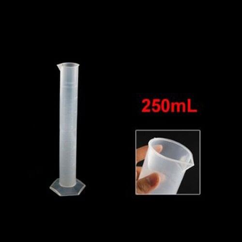 SOSW-250mL Clear White Plastic Liquid Measurement Graduated Cylinder for Lab Set