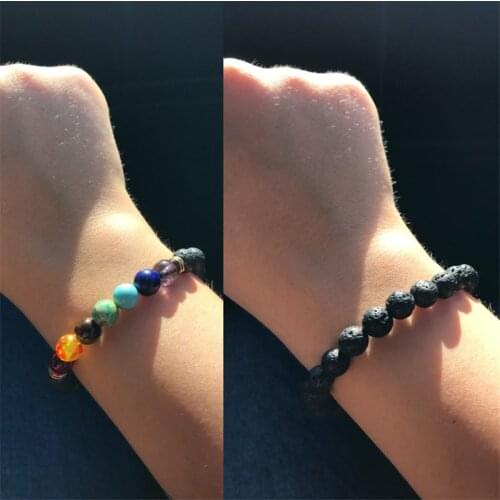 Lava Natural Stone Bracelets for Women Men Yoga Buddha Player Volcanic Beads 7 Chakra Bracelet Jewelry Gifts DorpShipping