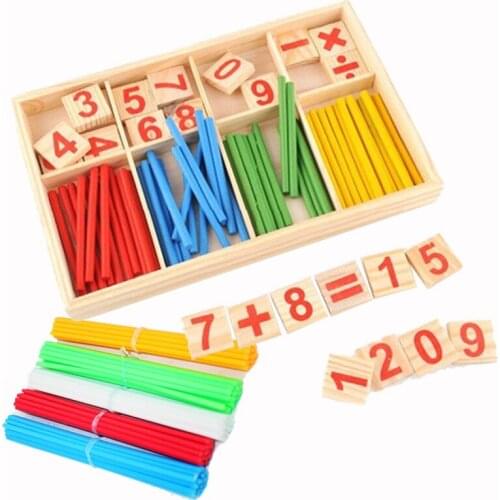 Colorful Bamboo Counting Sticks Clock Toy Mathematics Montessori Teaching Aids Counting Rod Kids Preschool Math Learning Toy