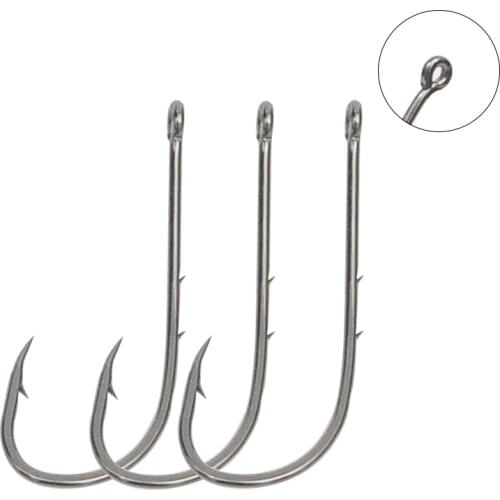 20pcs/50pcs Long Shank Fishing Hooks 16#~7/0# High Carbon Steel Sharp Barbed Offset Narrow Bait Fishhook Double backstab