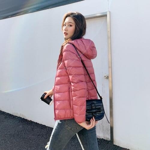 New Fashion Warm Light Short Down Coat Women Solid Colors Zipper Oversized Hooded Jackets Autumn Witner Casual Commute Overwears
