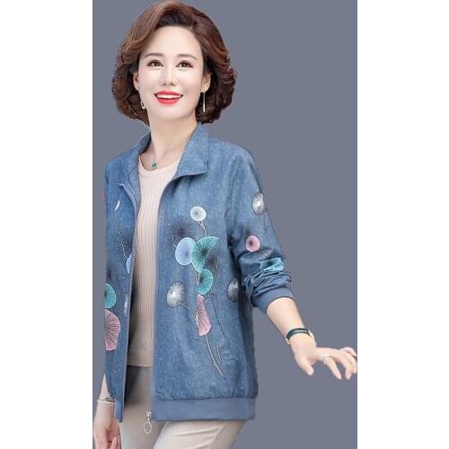 2021 Spring Autumn Middle Aged Women Casual Wild Jacket Printed Female Hooded Casual Loose Coat Tops Fashion Outerwear 5XL C627