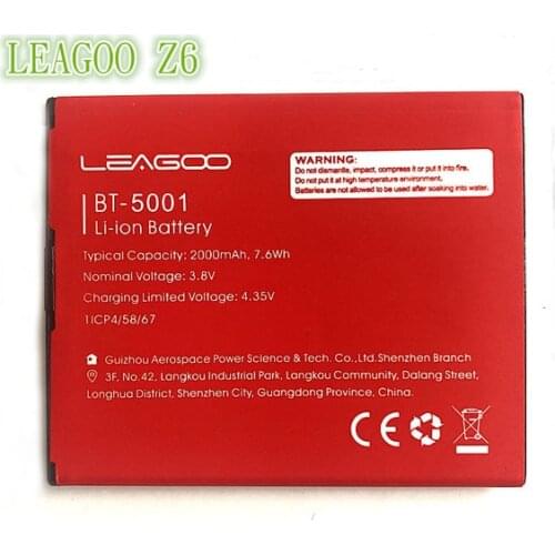 Mobile phone battery LEAGOO Z6 BT-5001 battery 2000mAh Long standby time High-quality LEAGOO Mobile Accessories