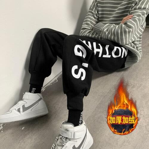 Fashion Warm Pant Mens Thickened Warm Pants 2021 Winter New Sports Pants Casual Oversize Trousers Streetwear