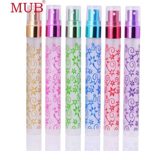 MUB - 6PCS 10ml Portable Glass Refillable Sprayer Perfume Bottle Empty Mini Perfume Bottles Atomizer With Bag