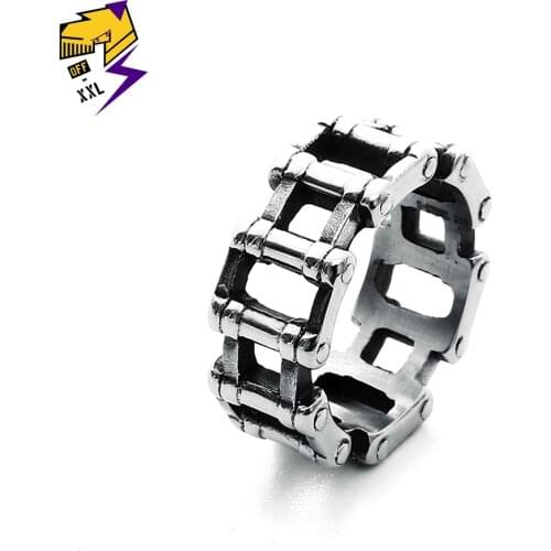 Rock Roll Motorcycle Chain Rings Men Stainless Steel Vintage Silver One Lord Bagues Women Punk Big Tools Ring Fashion Jewelry