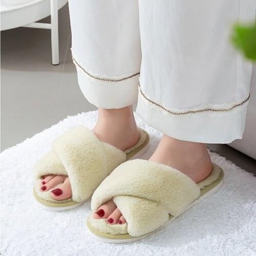 New Soft Winter Ladies Slippers Warm House Indoor Bedroom Plush Open Toe Sandals Fashion Girls Indoor Slippers Shoes For Women