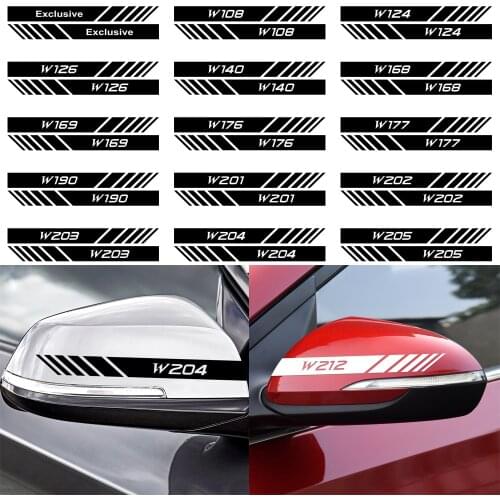 20*2CM Car Styling 2pcs Rearview Mirror Stickers Auto Decoration Reflective PVC Decals For MercedesBenz AMG w126 w140 w169 w124