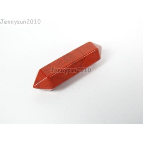 Natural Red Jas-per Gems stone Hexagonal Pointed Reiki Chakra Raw Wand Pendant Beads Necklace Jewelry 20Pcs/Pack