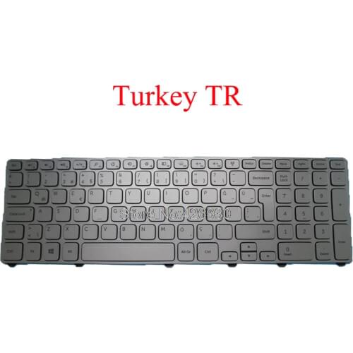 Laptop TR Keyboard For DELL For Inspiron 17 7737 7746 P24E Turkey 9Z.NAVBW.00T NSK-LH0BW 0T Silver with Backlit new