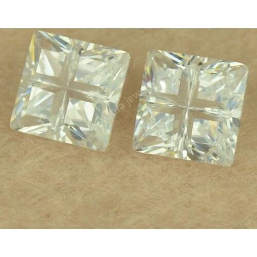Wholesale 3*3~10*10mm 5A Sharp Bottomed Square Shape Grid Checkerboard Cut White Synthetic Cubic Zirconia Stone Loose CZ Gems