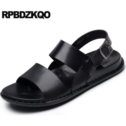 Beach Italian Strap Open Toe Shoes Brown Waterproof Casual 2021 Men Sandals Leather Summer Breathable Designer Black Fashion