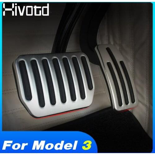 Aluminum alloy Foot Pedal Accelerator Gas Fuel Brake Pedal Rest Pedal Pads Mats Cover For Tesla Model 3 Accessories 2019 2020