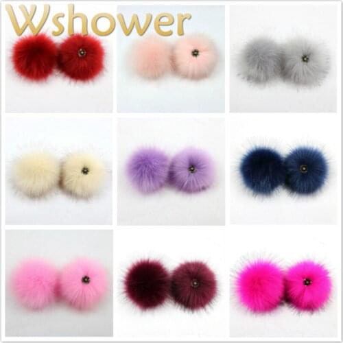 18 colors faux raccoon fur pompom dyeing colorful artificial hair ball attached snaps fox fur pom pom for bag shoes hat Keychain
