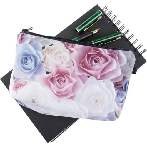 Flower Pattern Portable School Pencil Bag Womens Makeup Bag Cosmetic Purse Save Masks Mobile Organizer for Handbag Waterproof