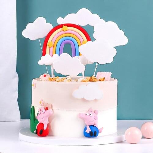 Rainbow Cloud cake top decorated childrens Birthday Party supplies Bridal Cupcake Dessert gift Rainbow Girl Boy Bake