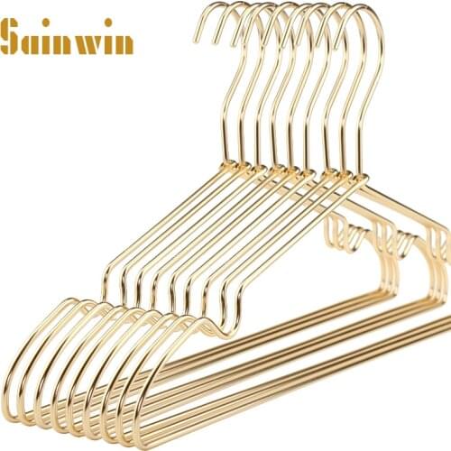 Sainwin 10pcs/lot Adult aluminum alloy anti-slip hanger clothes store metal hangers color shirt hanger