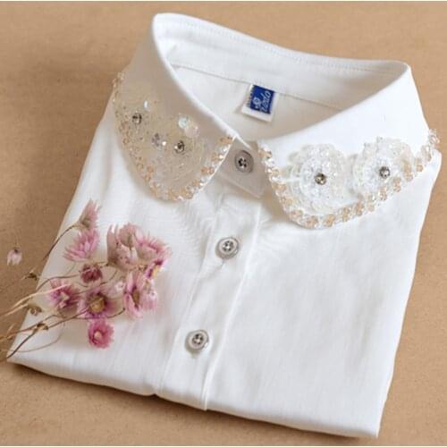 Detachable Collar False Collar Blouse Cotton high quality Wild nail drill fake collar wide sweater shirt decoration fake collar