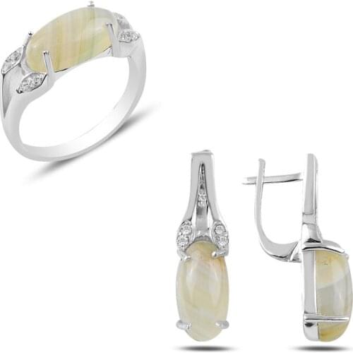 Silver 925 Sterling Natural Solitaire Set