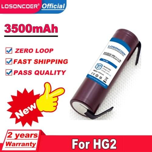 Top Brand 100% New HG2 18650 3500mAh Battery 18650HG2 3.6V Discharge 20A, Dedicated For Hg2 Batteries + DIY Nickel