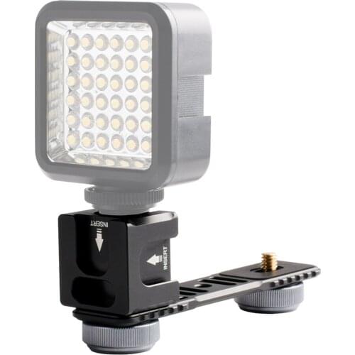 Universal Aluminium Alloy Gimbal Extention Bar Bracket Adapter with 4 Cold Shoe Mount 1/4 Inch Screw Adapter for LED Video Light