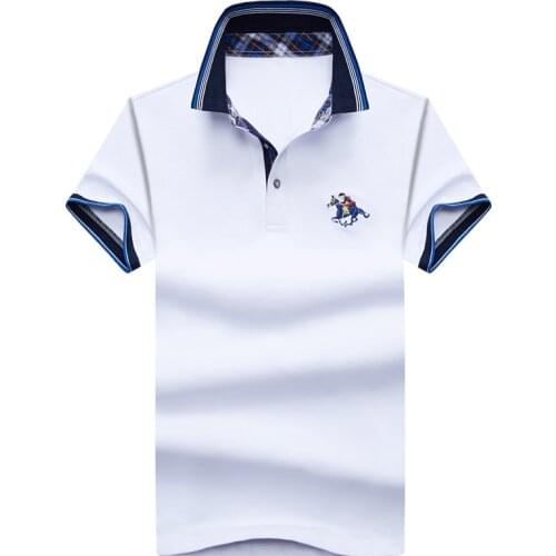 Embroidery Summer Polos Men Business Casual Short Sleeve 95% Cotton Breathable Polo Shirt Men Large Size M-4XL Tops Shirt Male