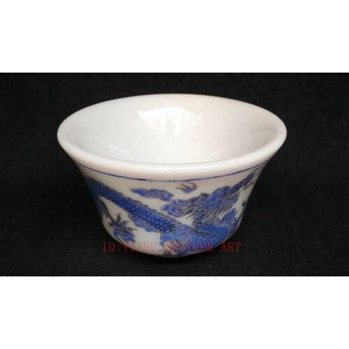 YIZHU CULTUER ART Unique Collection Ancient China Old Glaze Painting Beauty Dragon Phoenix Bowl