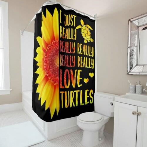 Sunflower Creative 3D Printing Bath Curtain Hang High Waterproof Shower Curtain with Clasp for Home Shower Decoration Custom Set