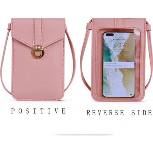 Womens Crossbody Bag Pu Leather Touch Screen Mobile Wallet Female Retro Student Buckle Shoulder Bag Purses and Handbags Torebka